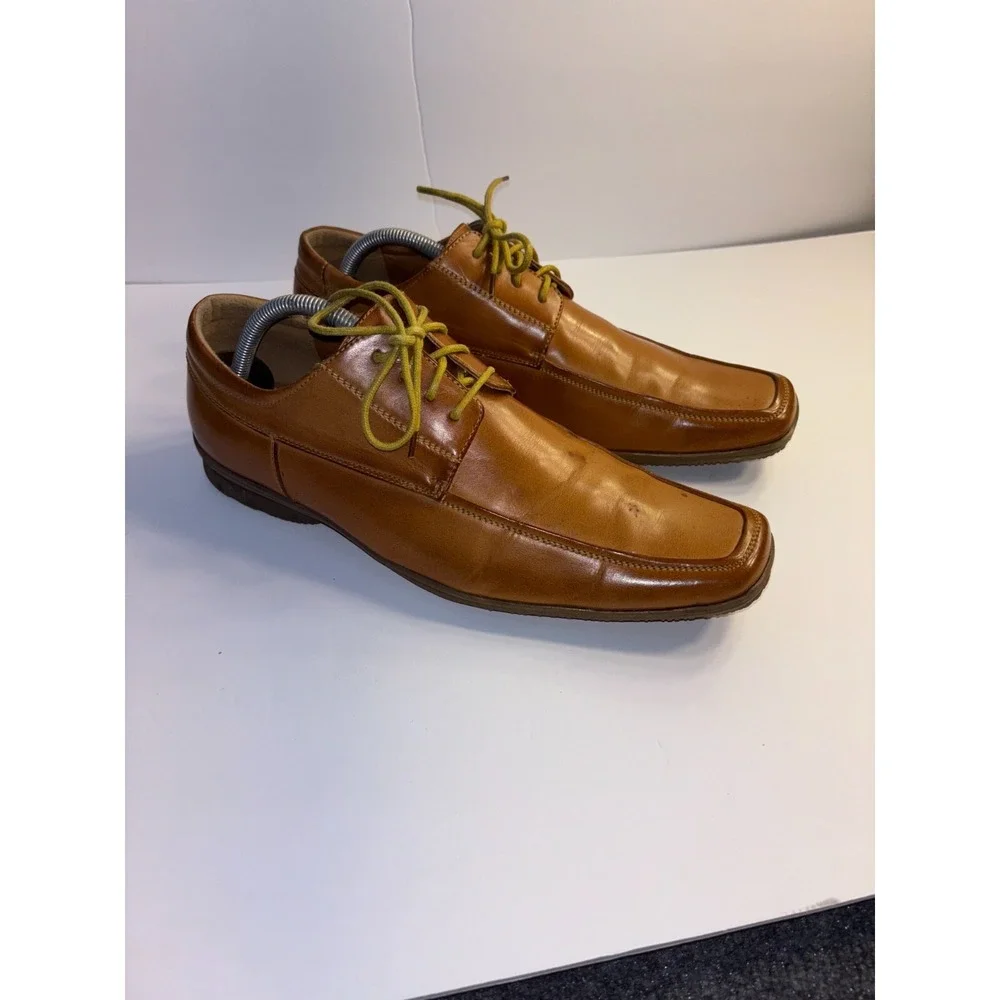 WINSTON Men's Oxford‎ Shoes Brown US 10 Upper Leather Classic Square Toe Formal